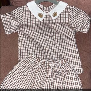 The Oaks Brown Checkered Kids Shirt & Shorts Set